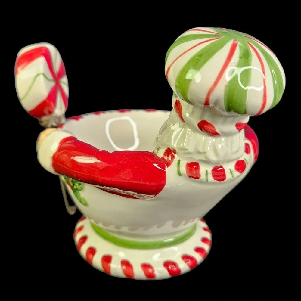 Spode Christmas Tree Peppermint Santa Dip Bowl With‎ Spreader in Gift Box READ